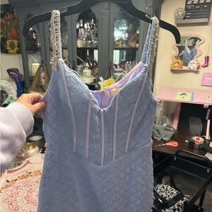 Sparkle Blue Lace Dress with Bling